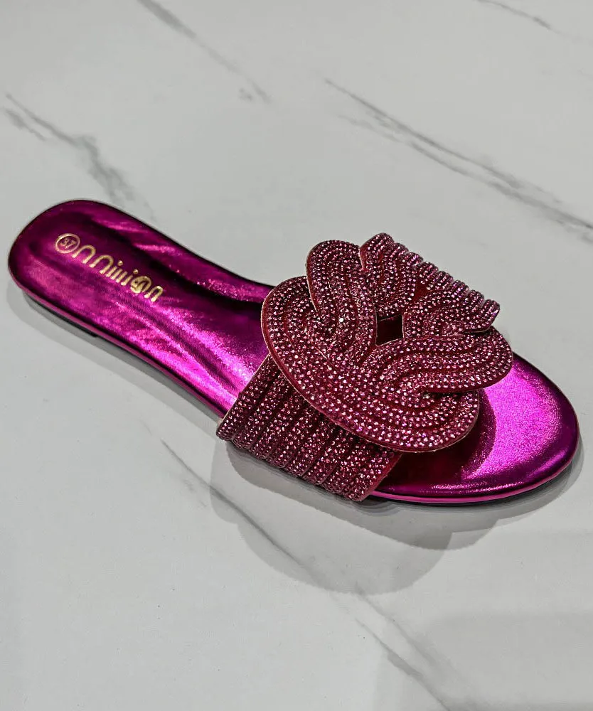 2024 Summer Boutique Fashion Green Slide Sandals Zircon KJ073 Yoga Foam Sandals