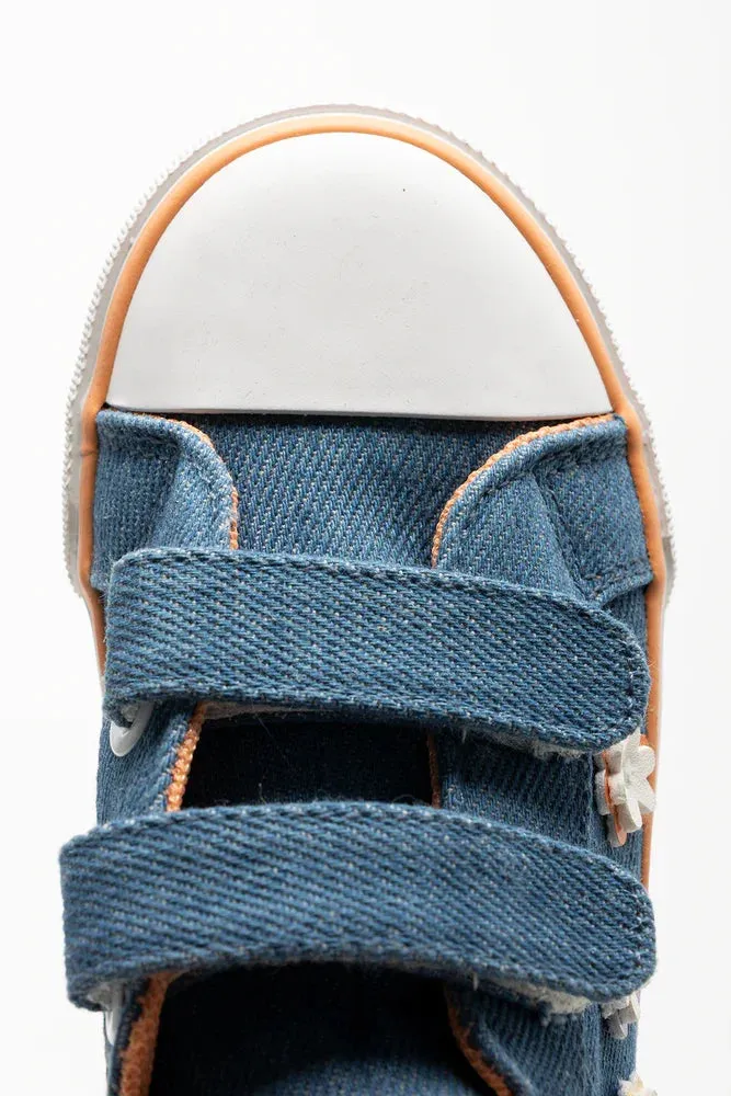 3D Flower Trim Denim Sneakers Blue Running Shoes Uses