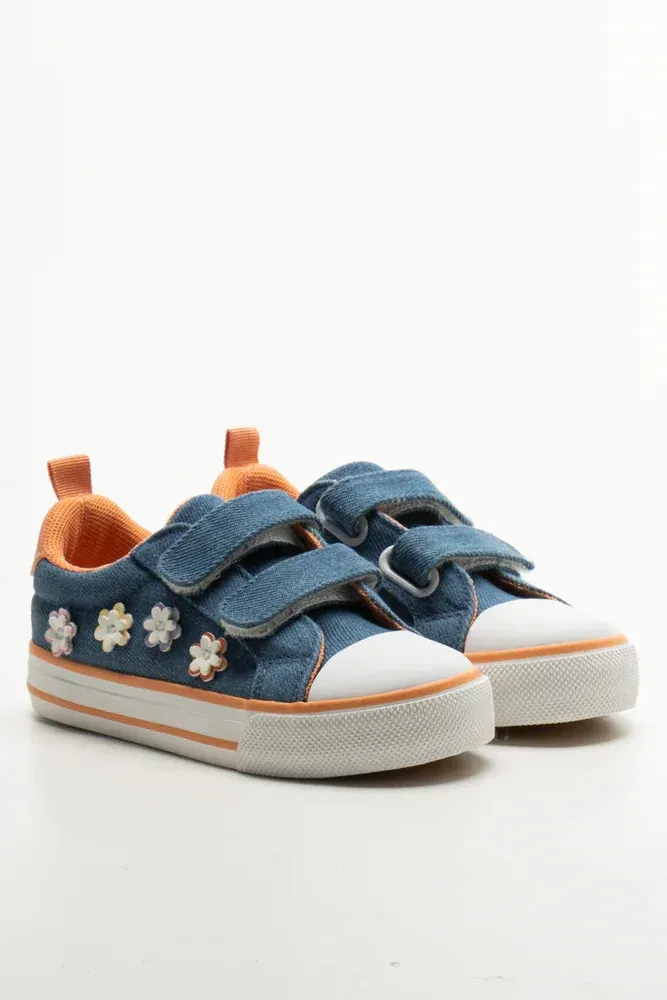 3D Flower Trim Denim Sneakers Blue Best Shoes To Run Track