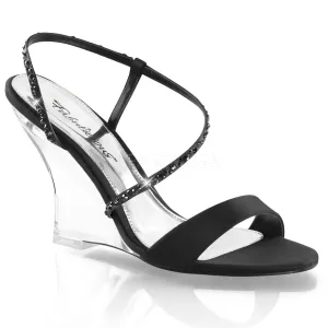 4 Inch Heel LOVELY-417 Black Satin Dress Fisherman Sandals