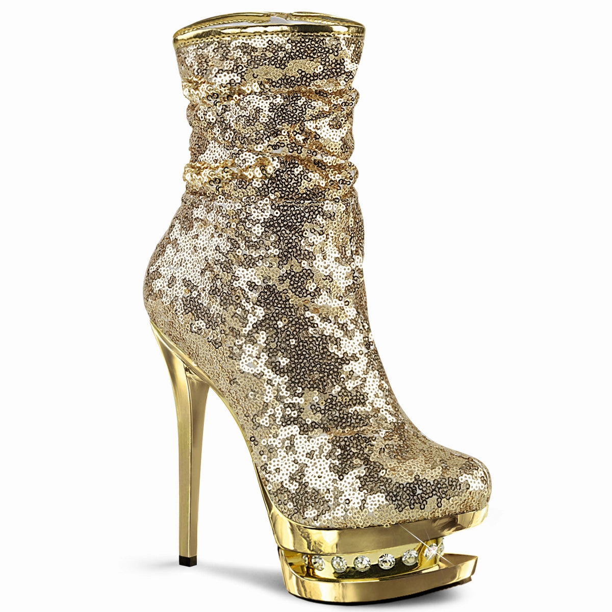 6 Inch Heel BLONDIE-R-1009 Gold Sequins Ccp Boots