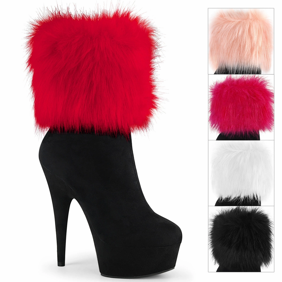 6 Inch Heel DELIGHT-1000 Black Suede Snow And Waterproof Boots