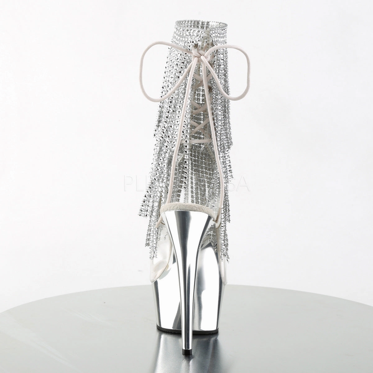 Knee High Boots And Dress Outfit 6 Inch Heel DELIGHT-1017RSF Silver Chrome