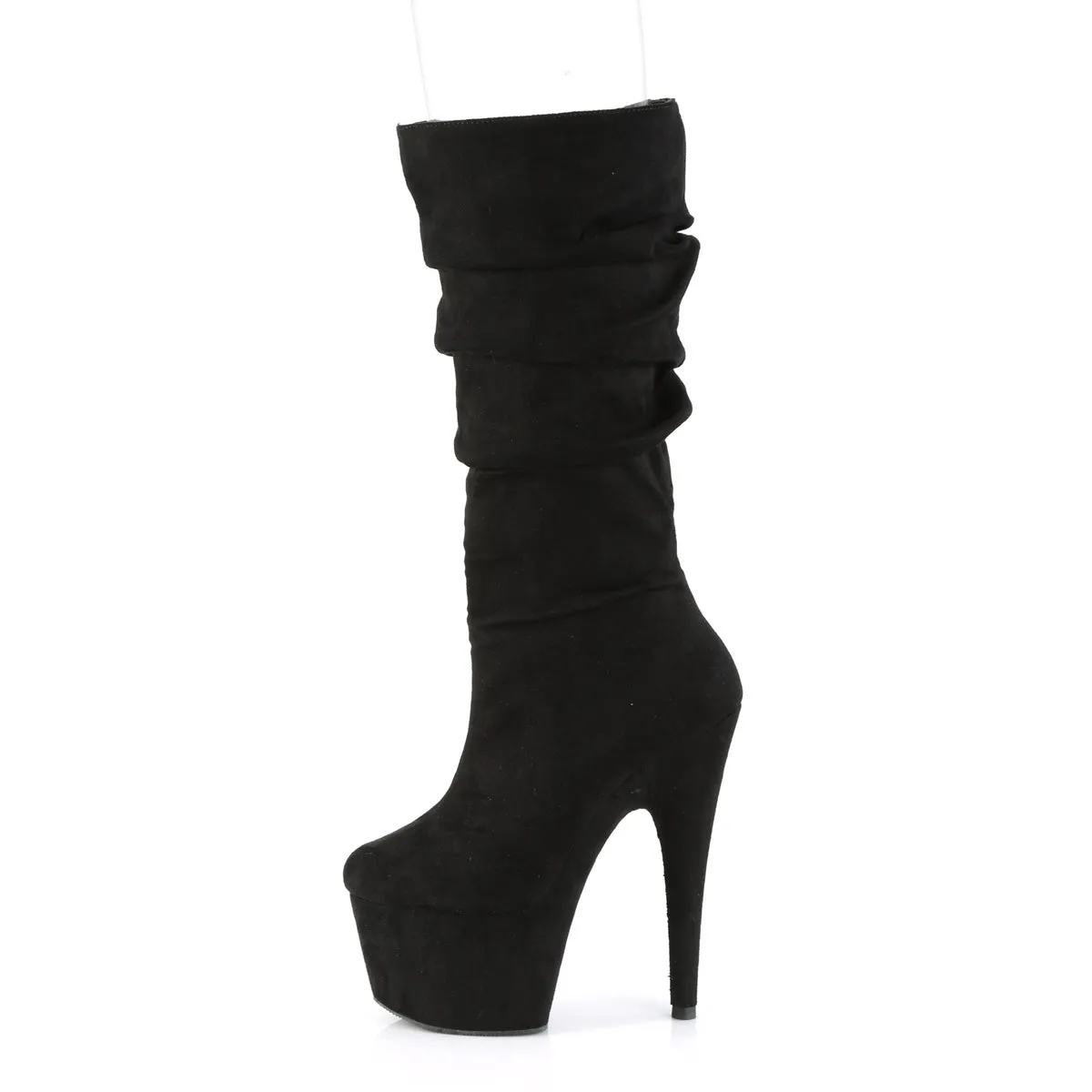 High Knee Boots And Dress 7 Inch Heel ADORE-1061 Black Suede
