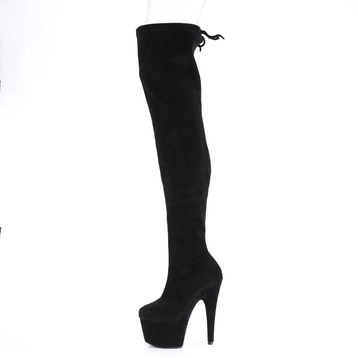 Cute Winter Boots Meaning Tiktok 7 Inch Heel ADORE-3008 Black Stretch Faux Suede