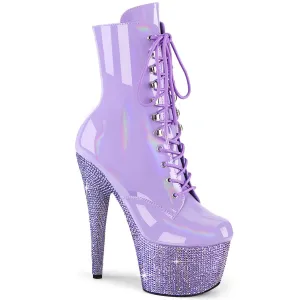 7 Inch Heel BEJEWELED-1020-7 Lavender Holo Sharkskin Boots