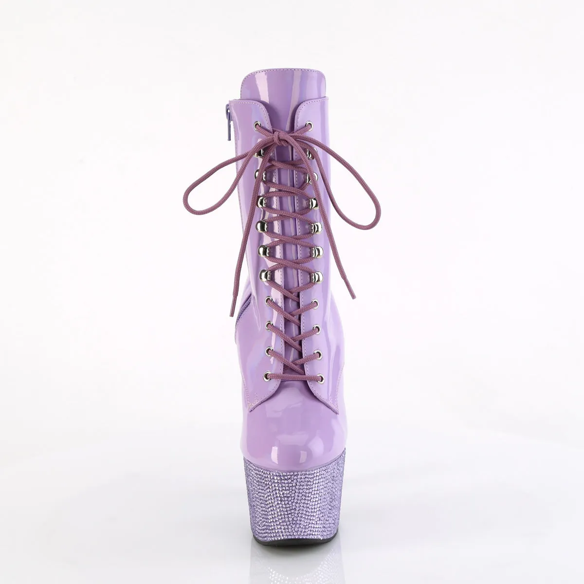 7 Inch Heel BEJEWELED-1020-7 Lavender Holo Sports Steel Toe Boots
