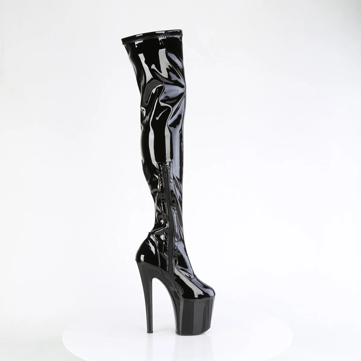 7 Inch Heel ENCHANT-3000 Black Stretch Patent Duck Hunting Boots