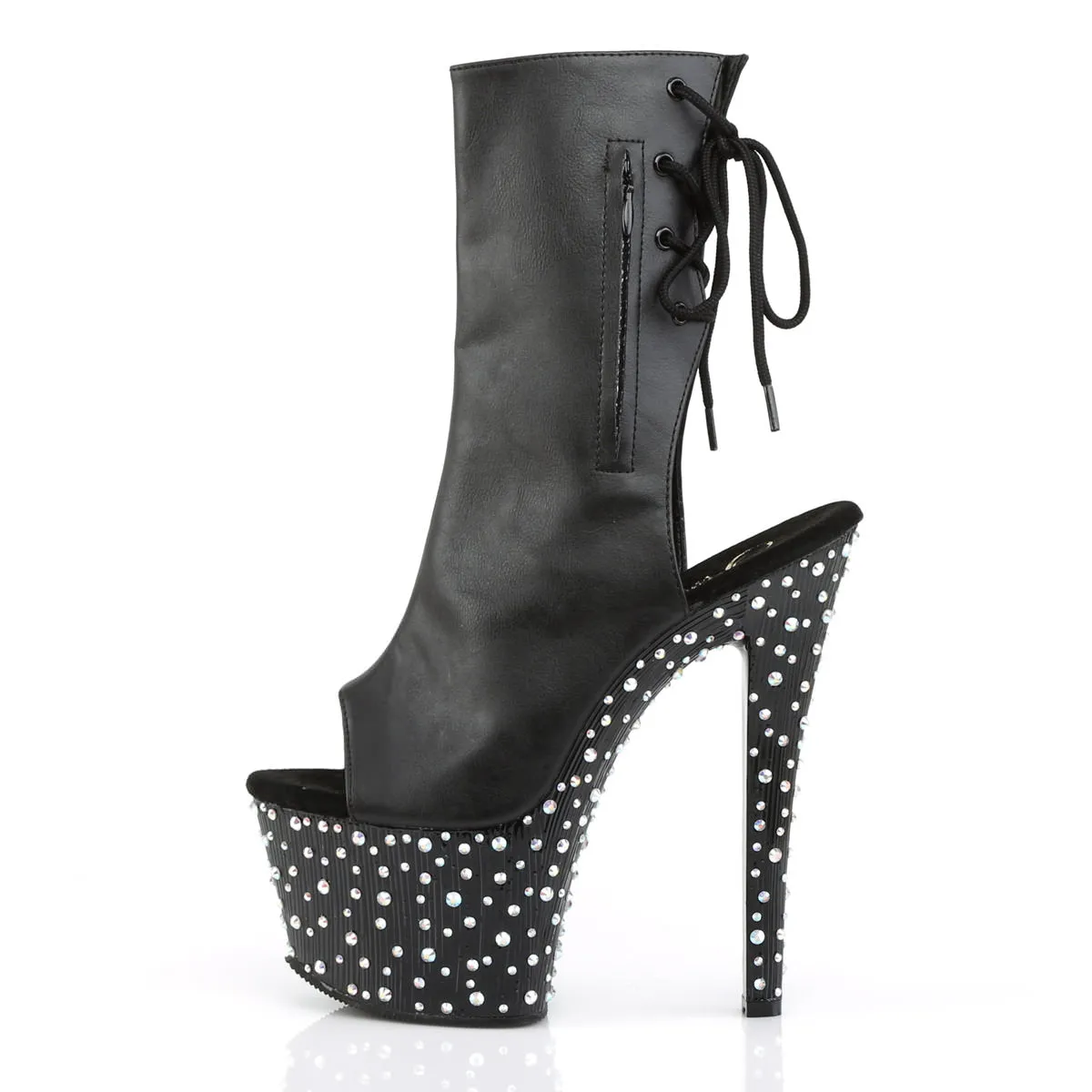 7 Inch Heel STARDANCE-1018-7 Black Pu Boots Poem