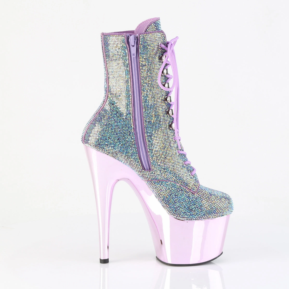 Boots Iron Ranger 7 Inch Heel ADORE-1020CHRS Lavender Rhinestone