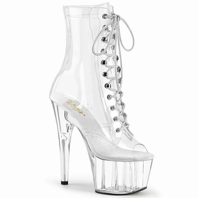 7 Inch Heel ADORE-1021C Clear High Knee High Boots