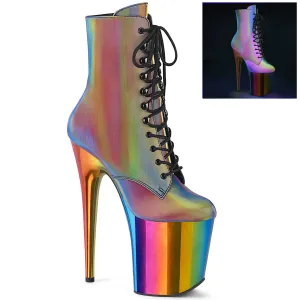 Boots Lunar Force 1 8 Inch Heel FLAMINGO-1020RC Rainbow Reflective