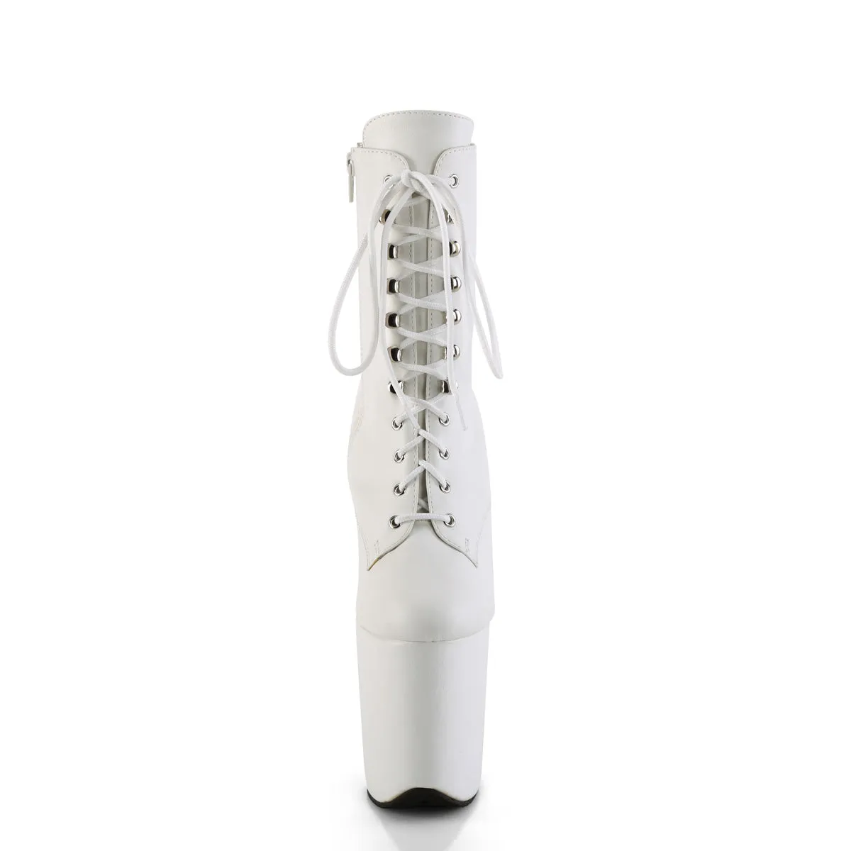 8 Inch Heel FLAMINGO-1020WR White Pu Linesman Boots