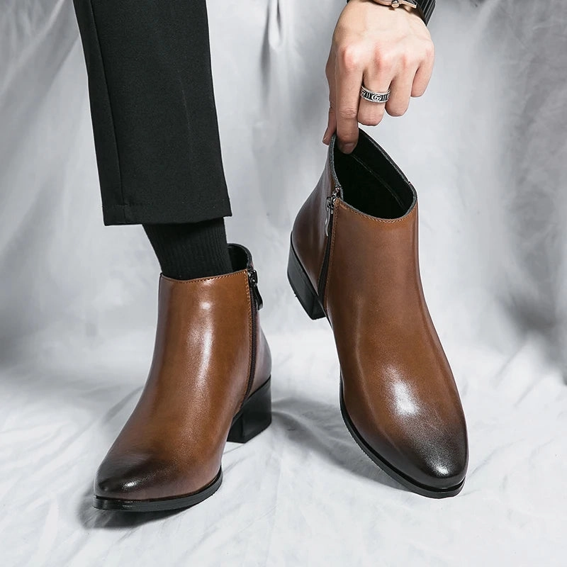 West Louis Genuine Leather Side Zipper Elegant Chelsea Boots