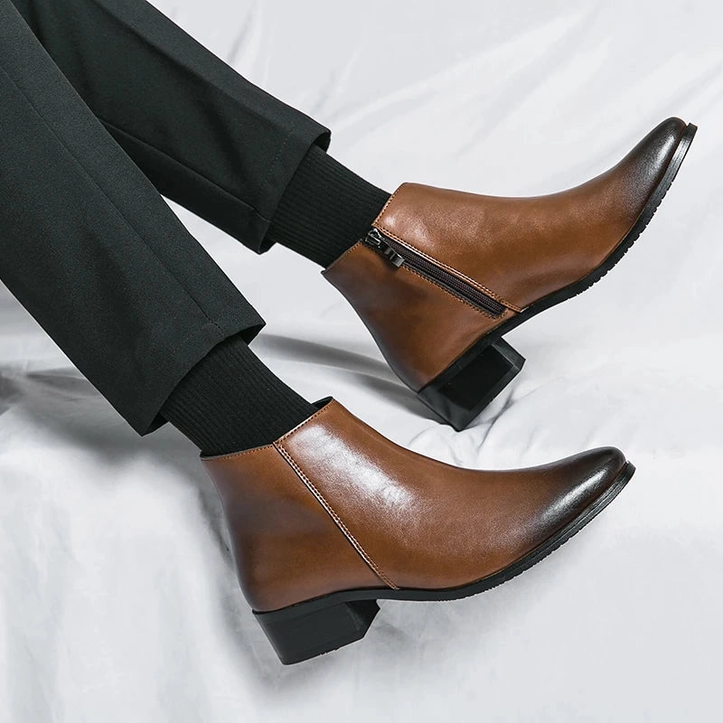 West Louis Genuine Leather Side Zipper Elegant Chelsea Boots