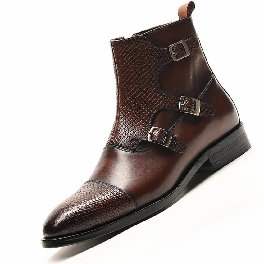 West Louis Grain Leather Boots With Buckles