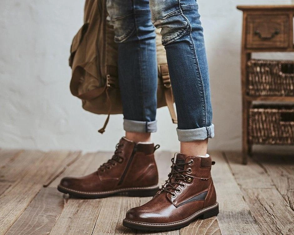 West Louis Outdoor Stylish Leather Boots With Fur