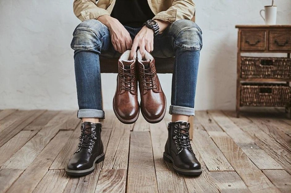 West Louis Outdoor Stylish Leather Boots With Fur