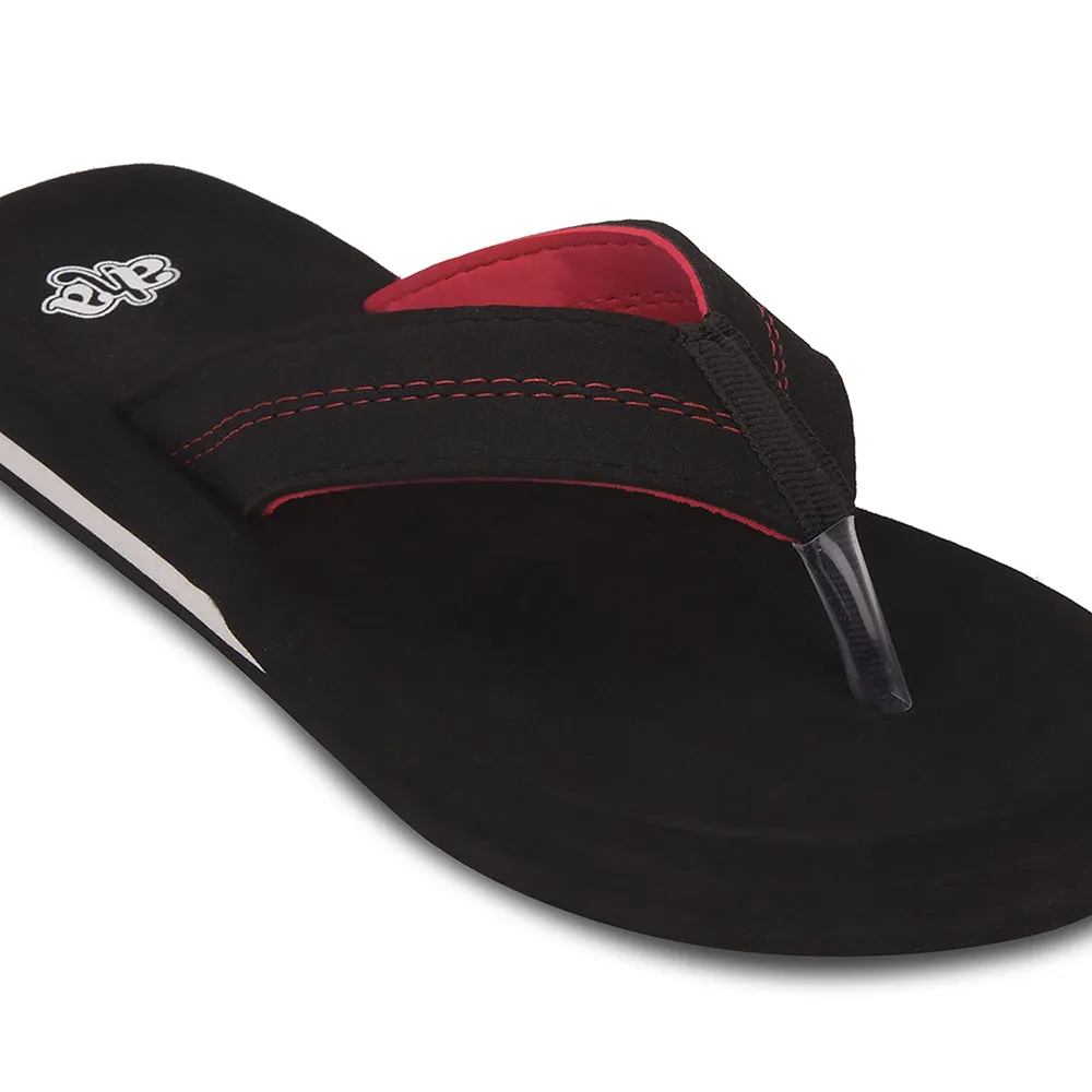 A-HA Black Casual Flip-Flops For Men EXACT By Liberty Block Heel Shoes Sandals