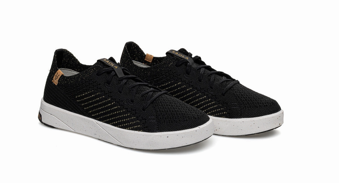 Cannon Knit 3 W Black Gold Comfortable Walking Sneakers