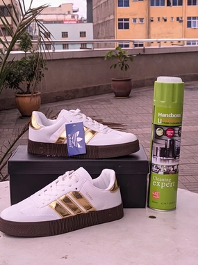 Adidas Samba double Sole- White Gold Brown sole Sneakers The Movie