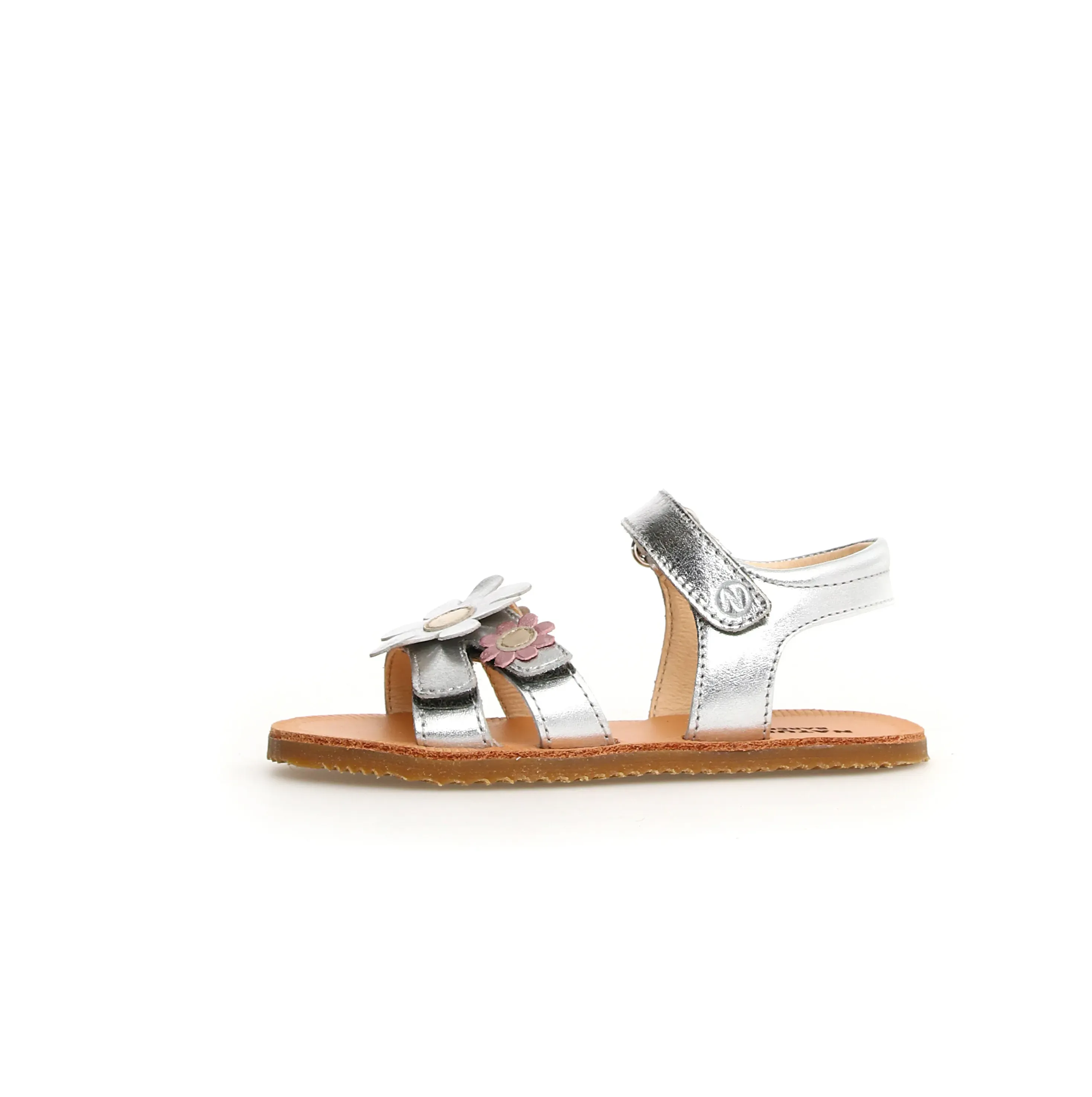 Naturino Girl's Footi Barefoot Sandals - Metallic Silver Huarache Sandals With Arch Support