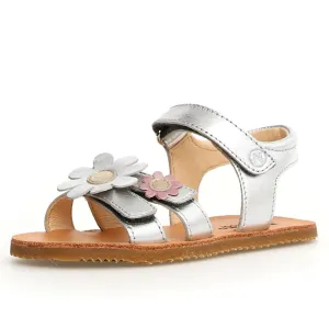 Naturino Girl's Footi Barefoot Sandals - Metallic Silver Genuine Leather Sandals