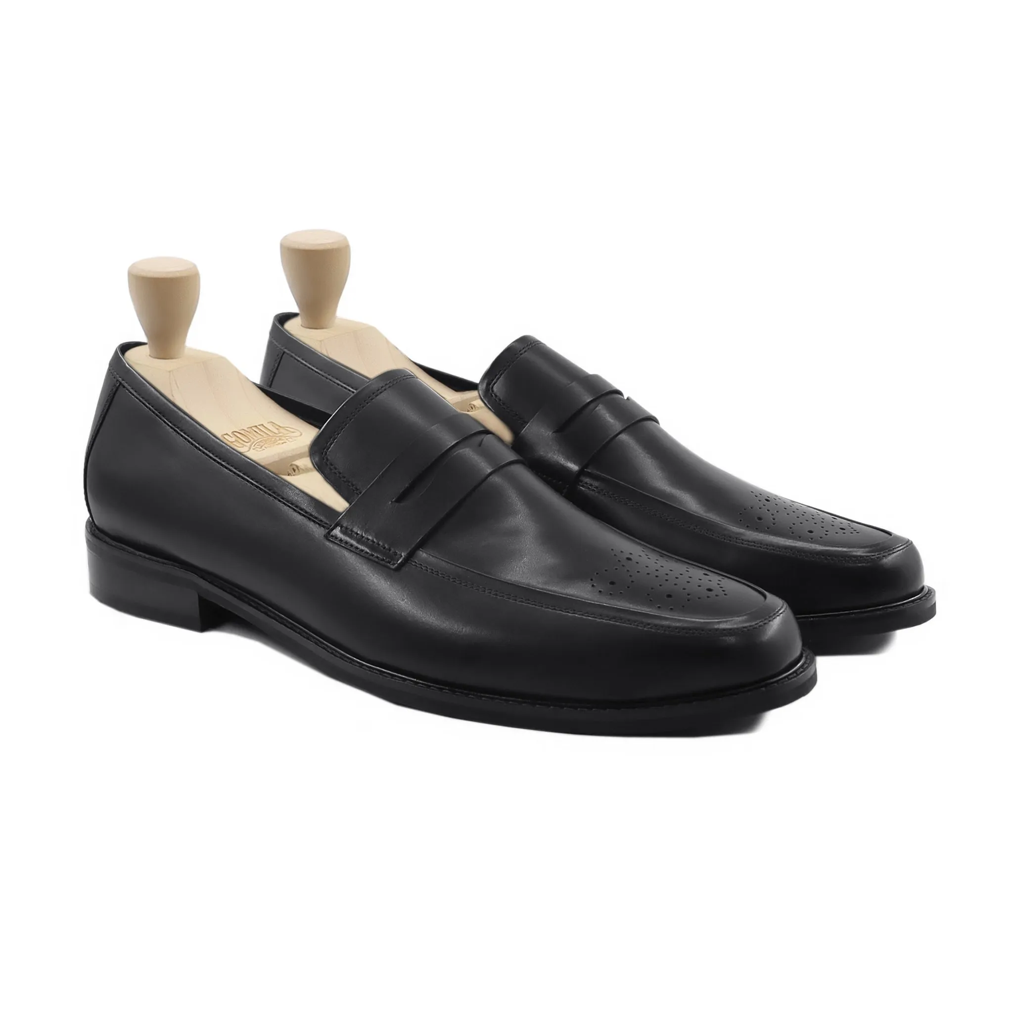 Black Pants Brown Loafers Adolf - Men's Black Calf Leather Loafer