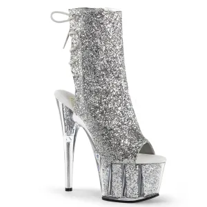 Good Boots For Plantar Fasciitis 7 Inch Heel ADORE-1018G Silver Glitter