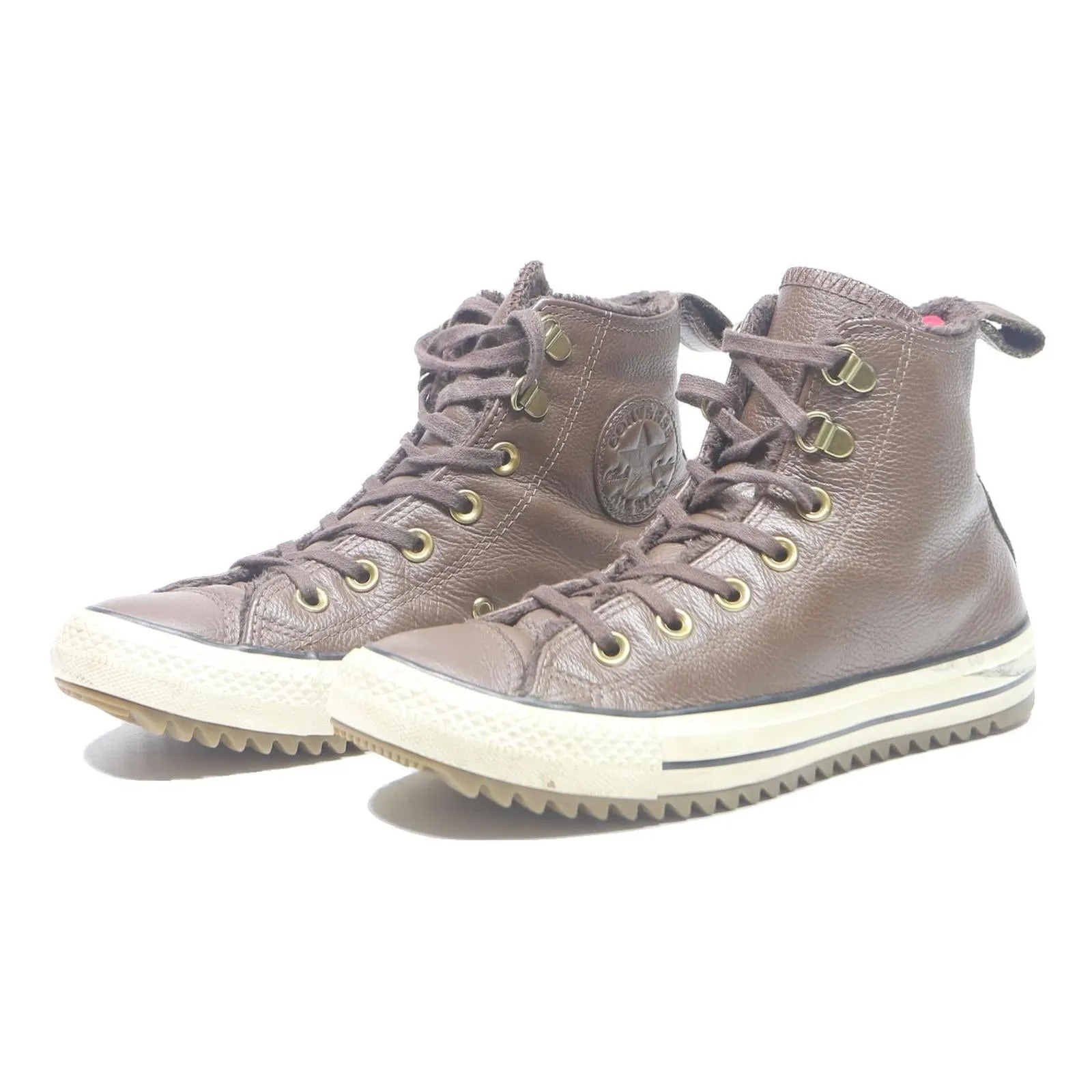 Boots And Heels CONVERSE Chuck Taylor Women Lace-Up Trainers Boots Brown Polyester UK 4.5