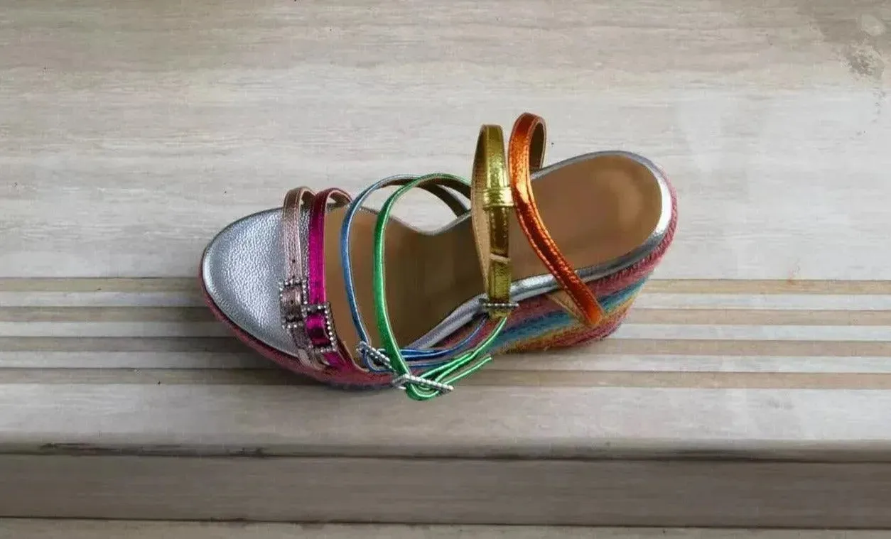 Rainbow Wedge Sandals Shoes Sandals For Sweaty Feet