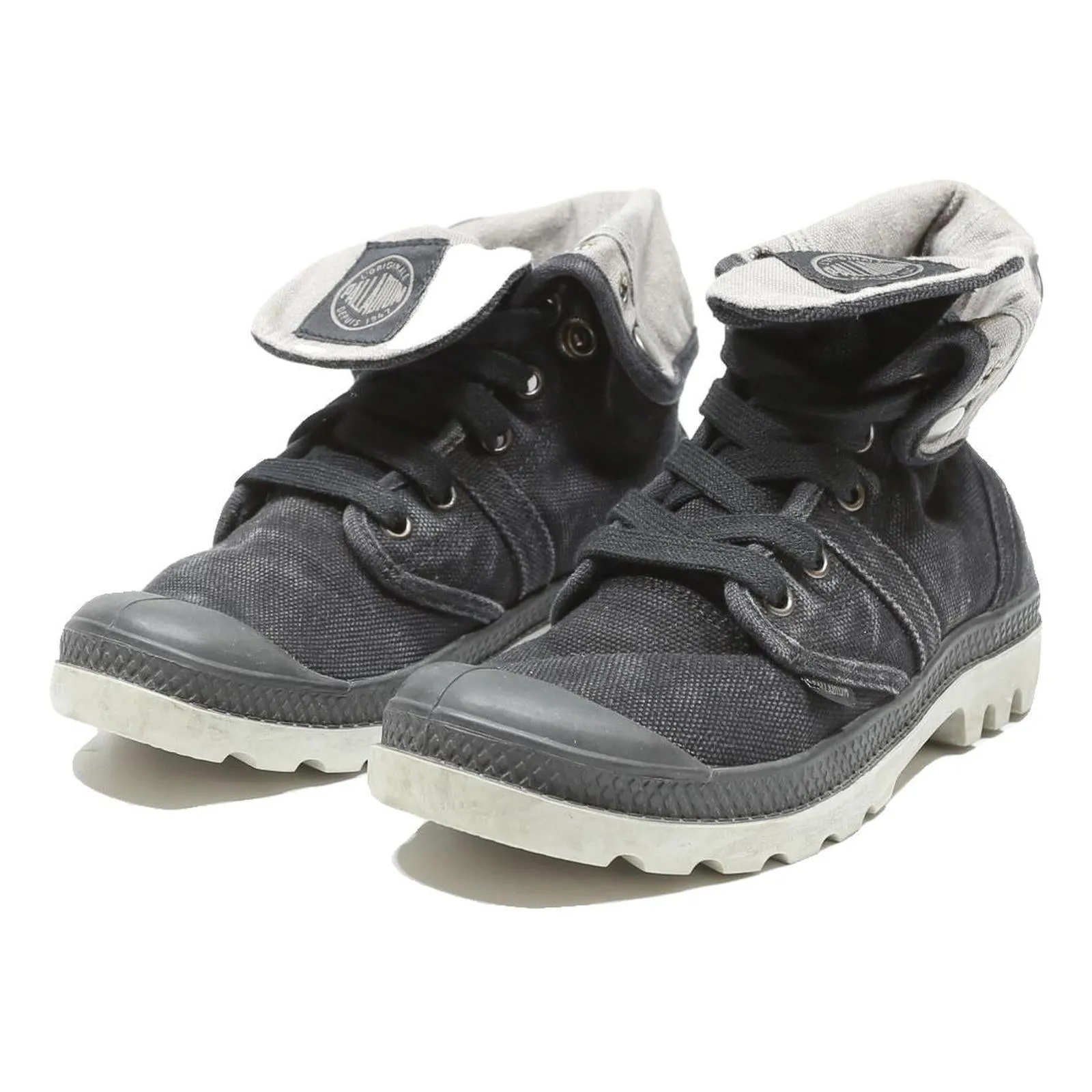 Aligator Boots PALLADIUM Baggy Canvas Womens Ankle Boots Black & Grey UK 3.5 Casual Outdoor