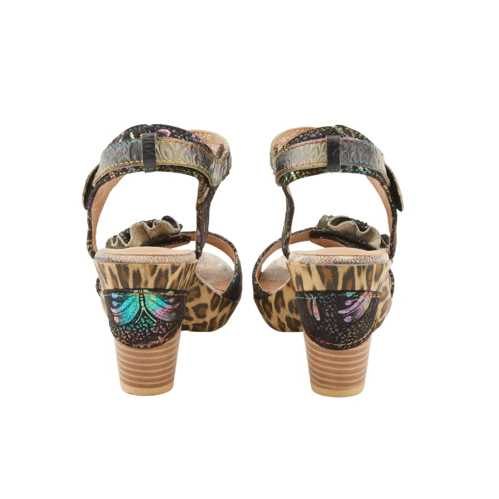 Sandals With A Low Heel L'Artiste By Spring Step Wildcat Black Multi Leather Sandal (Women's)