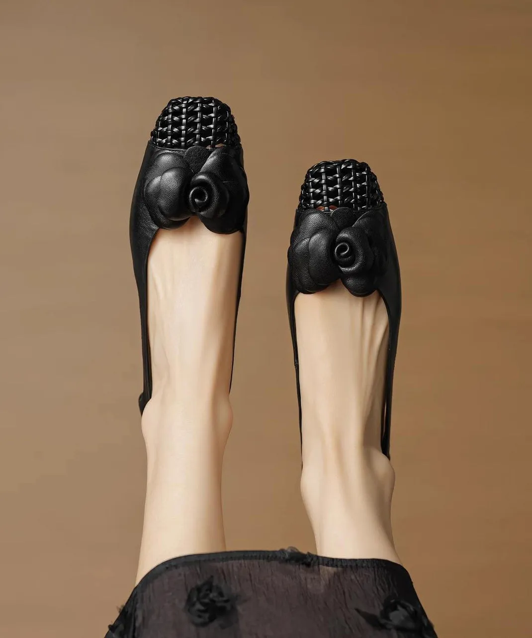 Women Shoes For Flat Splicing Cowhide Grey Soft Floral Leather