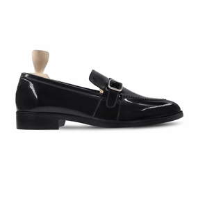 Albin - Men's Black Patent Leather Loafer Cute Socks For Loafers