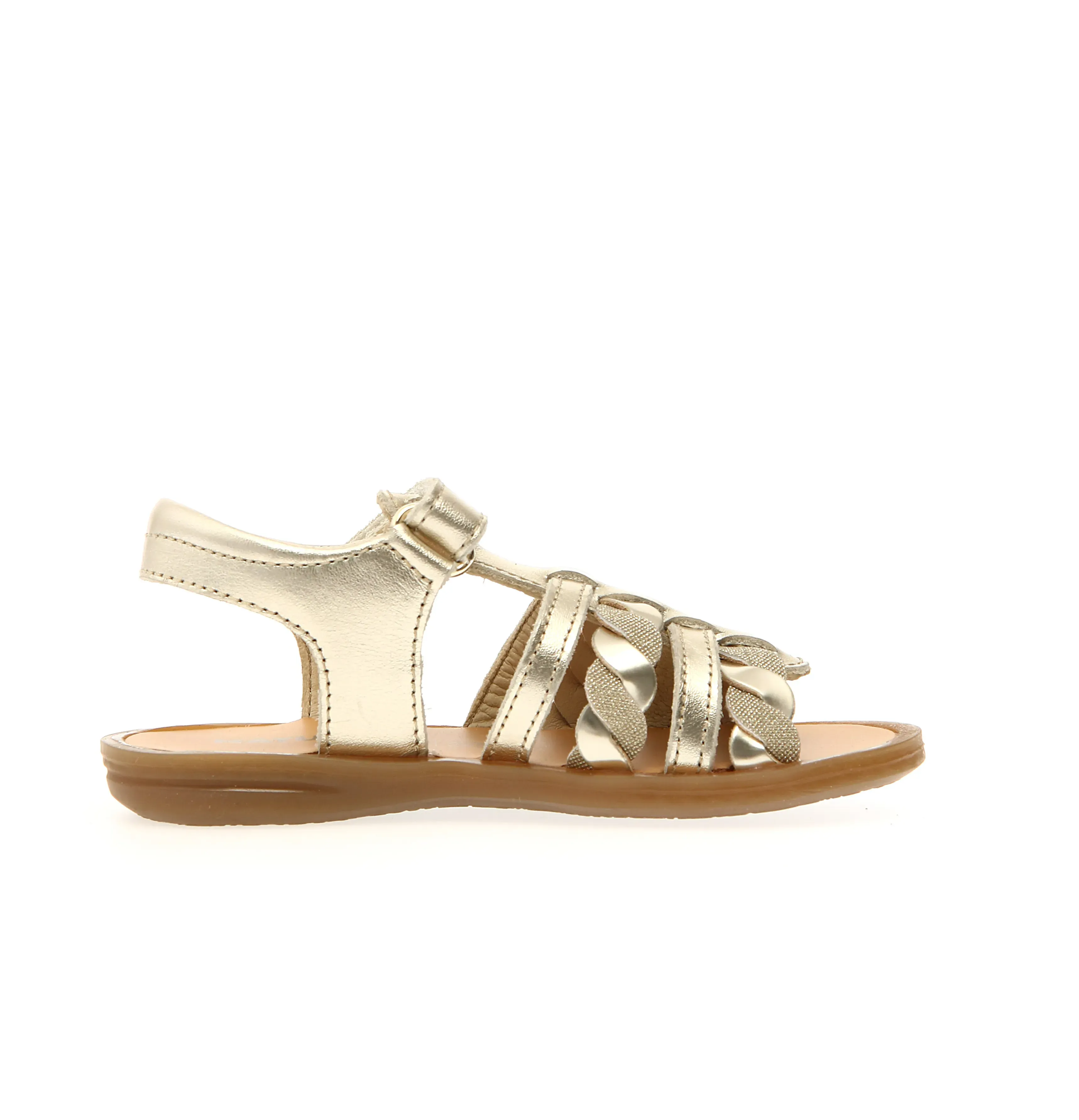 Naturino Girl's Nuttah Braids 2 Sandals - Metallic Platinum Dressy Wedge Sandals