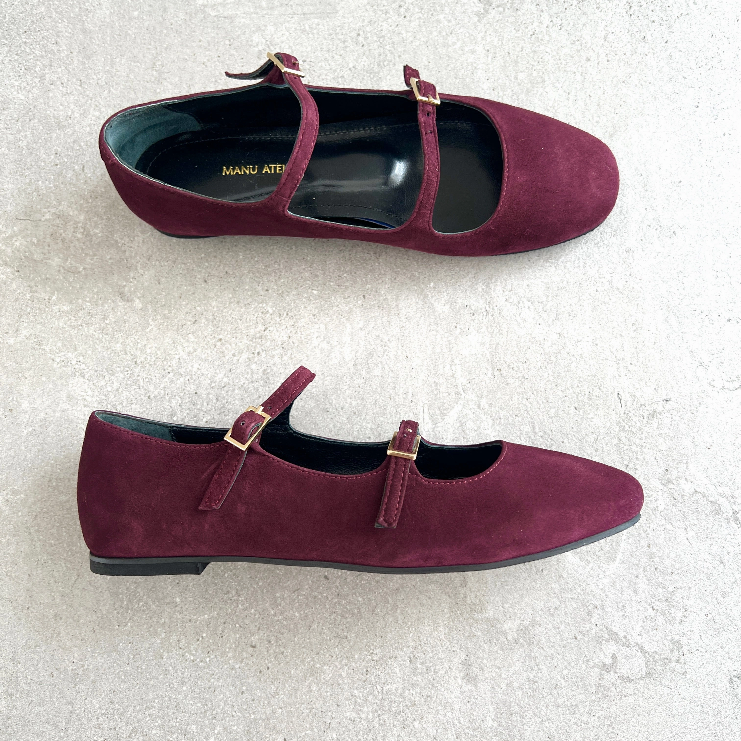 Ballerina Flats, Suede, Merlot Soda Flats Shoes