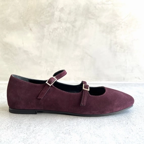 Shoes With A Flat Sole Ballerina Flats, Suede, Merlot