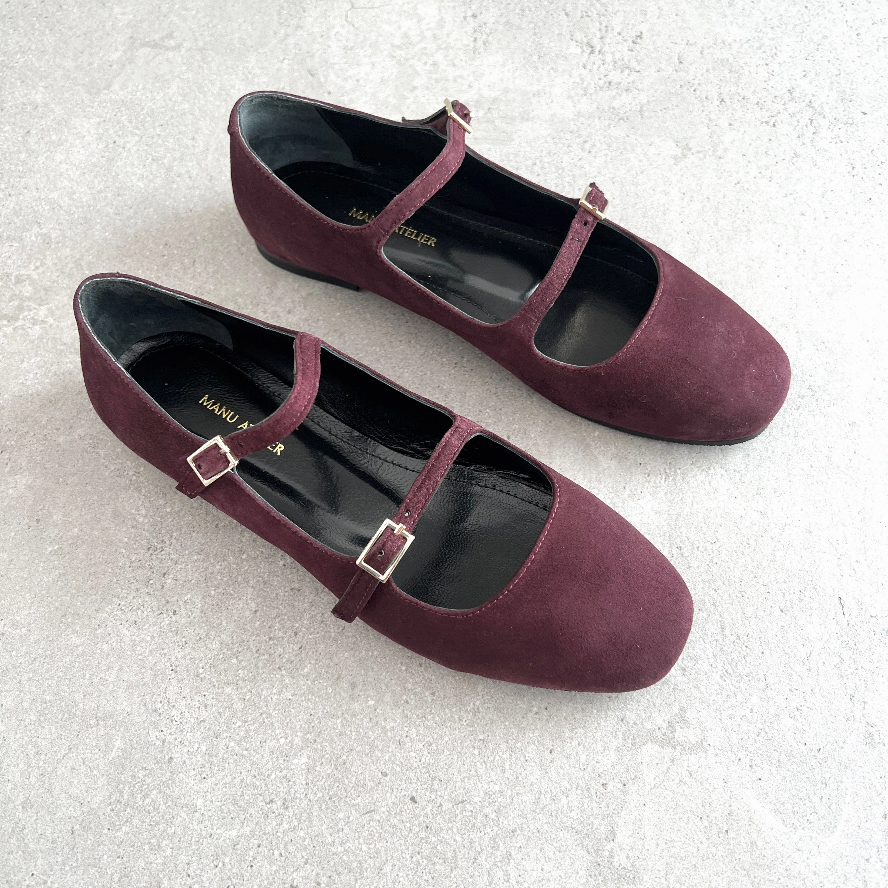 Sequin Flats Shoes Ballerina Flats, Suede, Merlot
