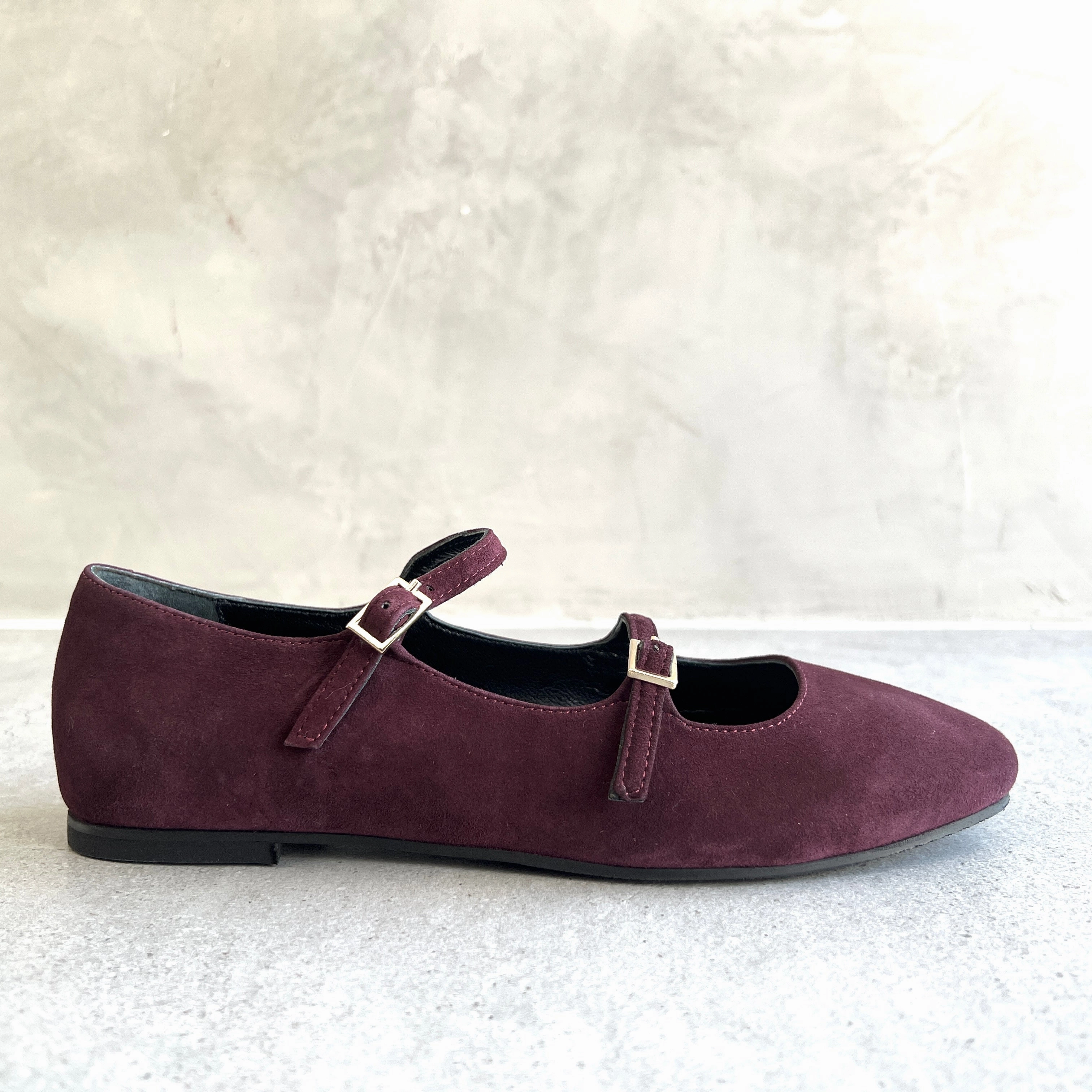 Bunny Flat Shoes Ballerina Flats, Suede, Merlot