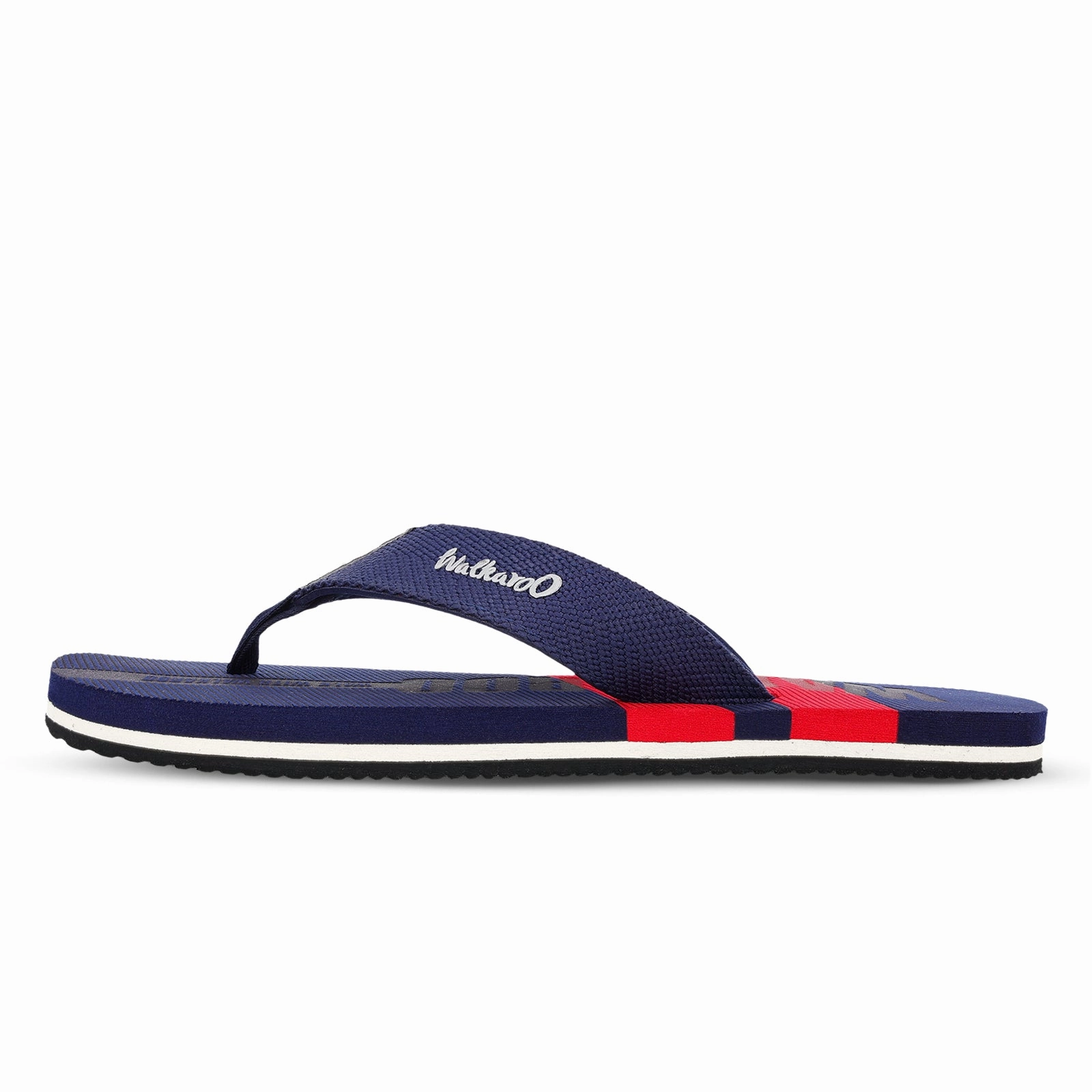 Men's Flip Flop Slippers - WC4257 Navy Blue Red Slip On Shoes For Wide Feet