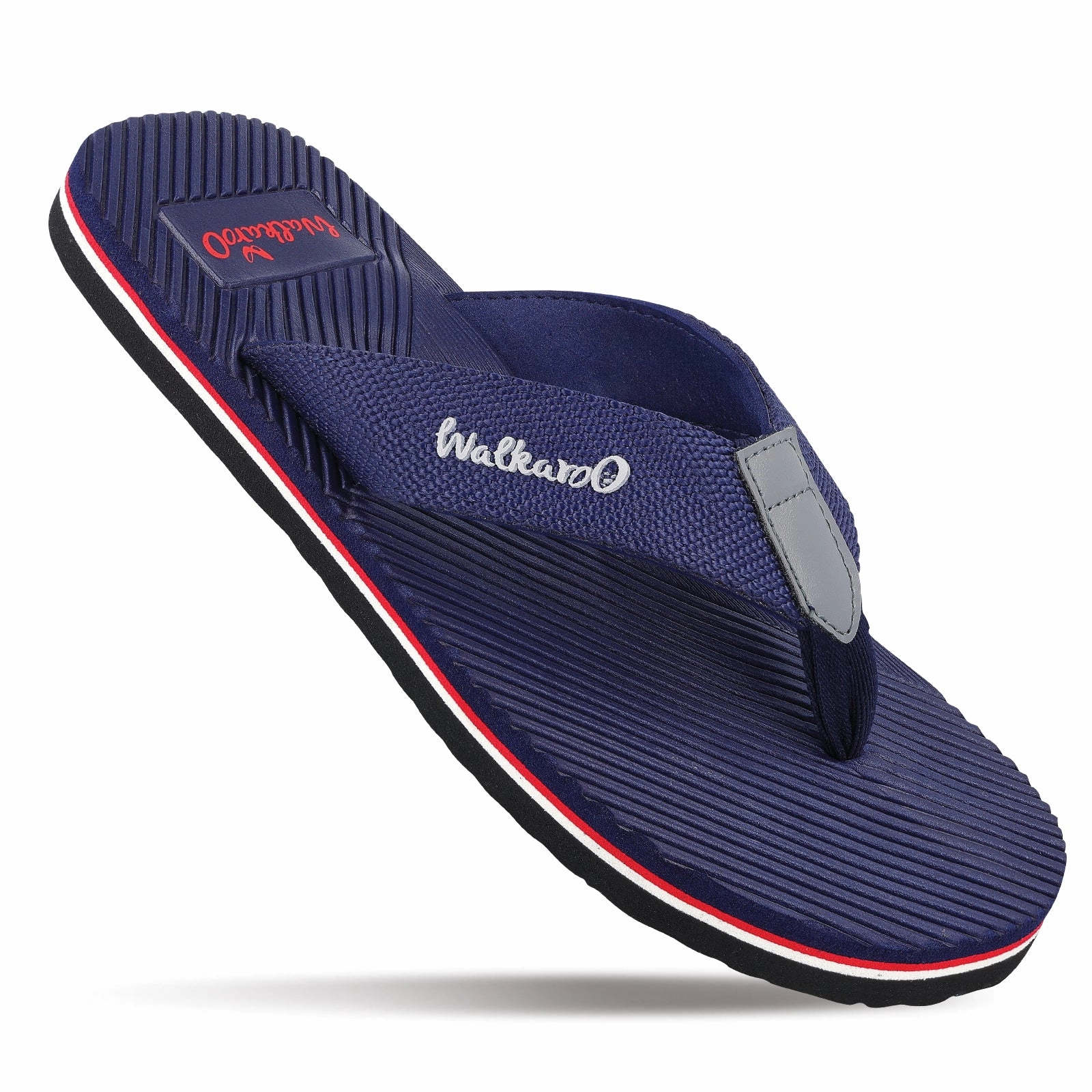 Men's Flip Flop Slippers - WC4257 Navy Blue Red Slip Ons Wide Fit