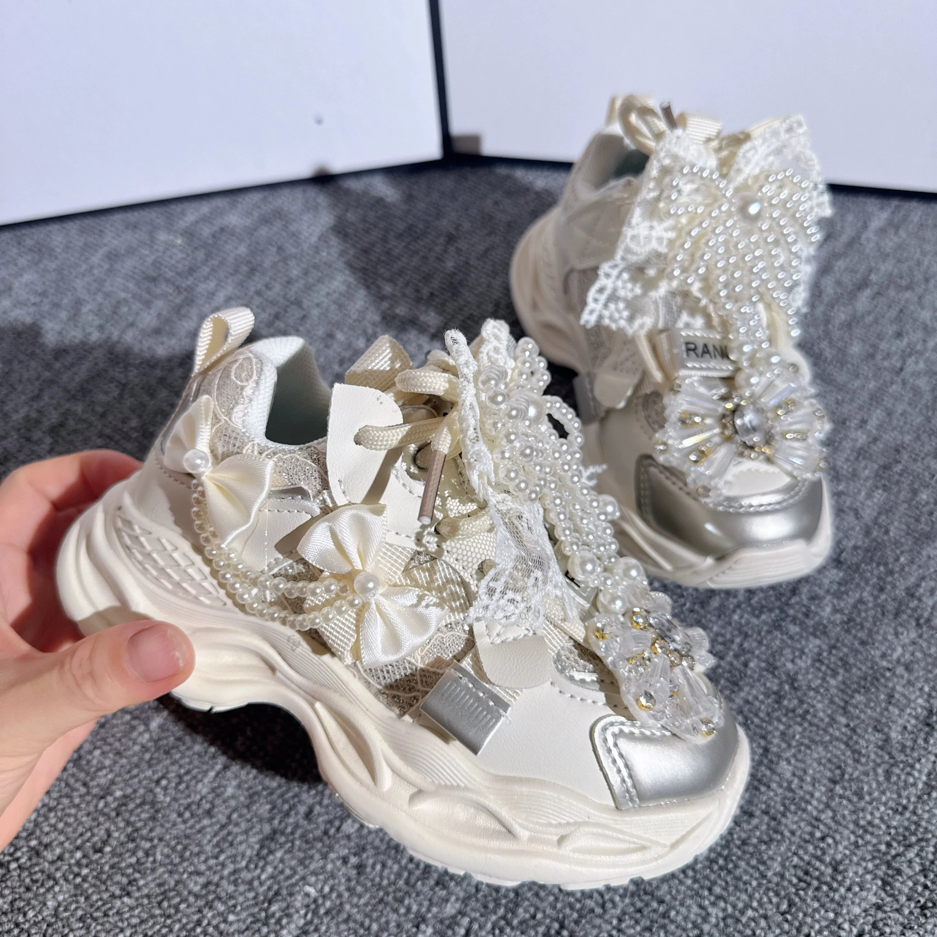 Dc Running Shoes Autumn Girls' Thick-soled Velcro Running Shoes