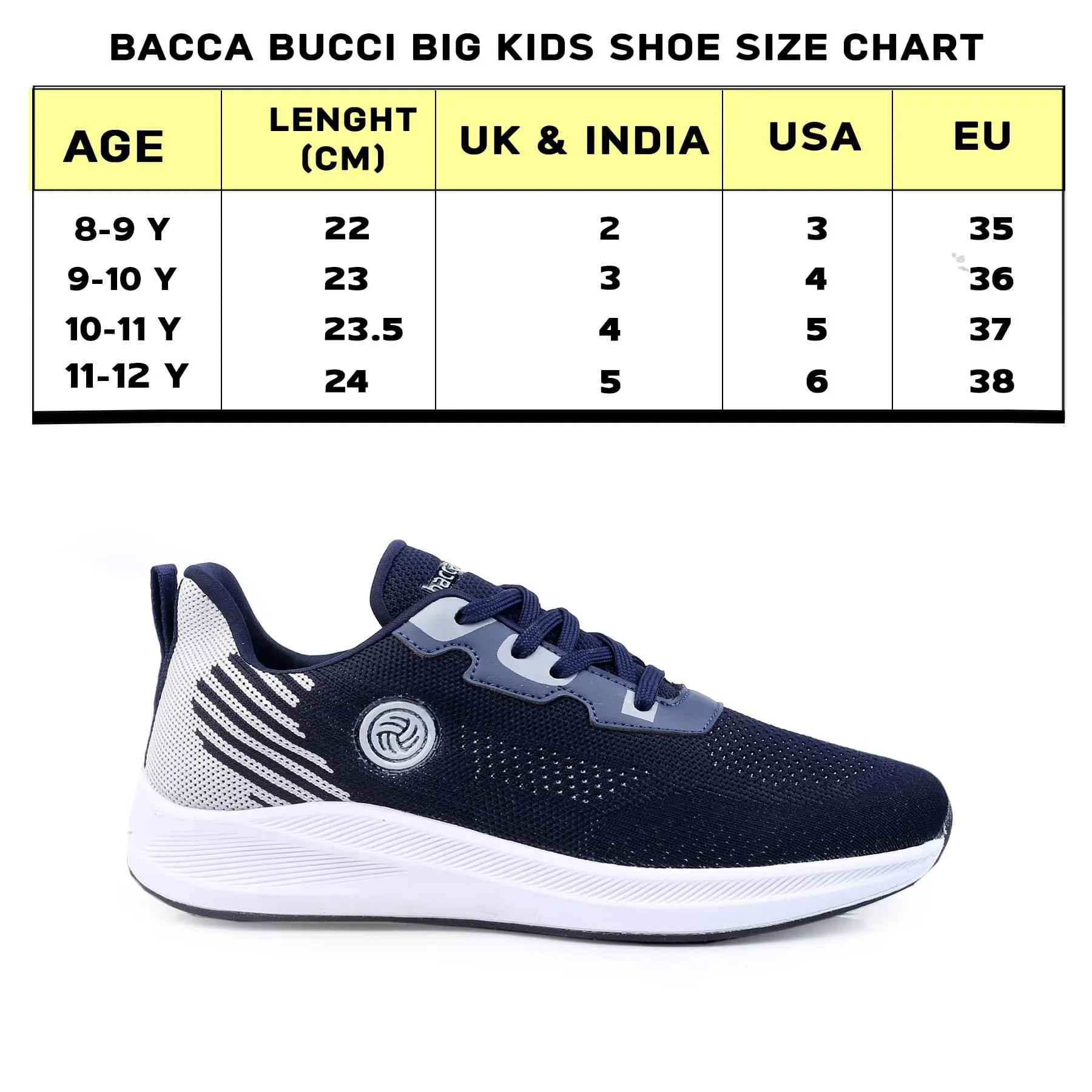 Bacca Bucci Boys or Girls Essential Knit Running Sports Shoe (Age: 8 year to 12 years) Highest Rated Running Shoes
