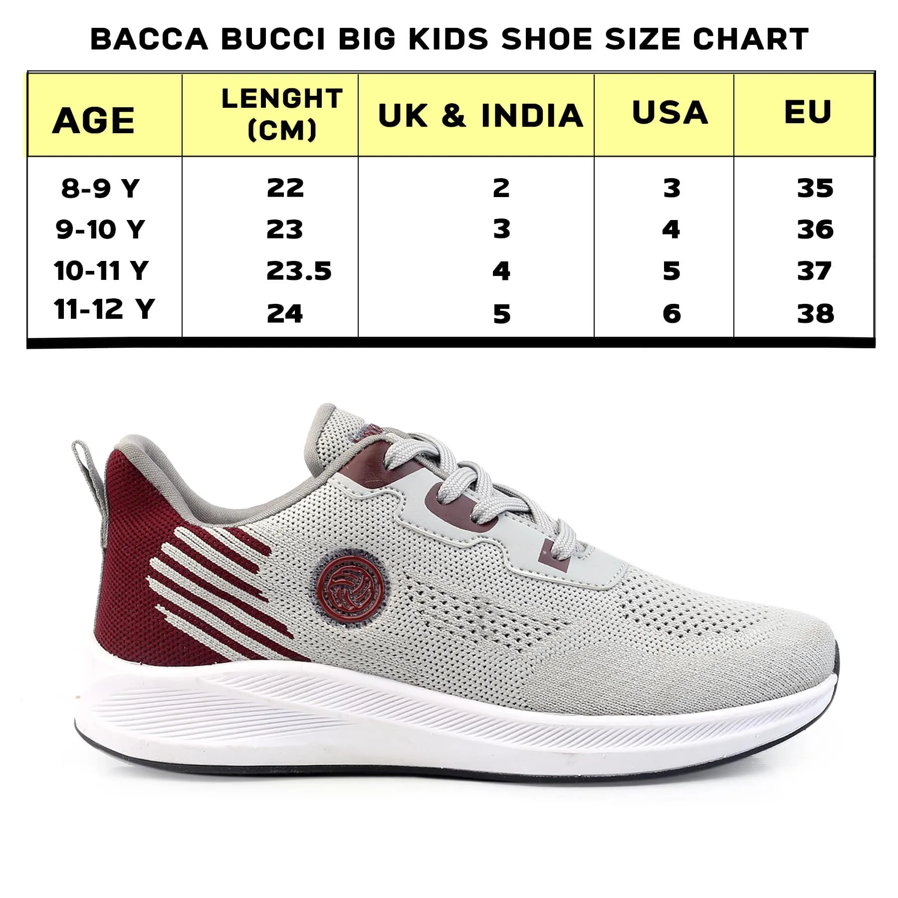 Running Shoes Wave Rider Bacca Bucci Boys or Girls Essential Knit Running Sports Shoe (Age: 8 year to 12 years)