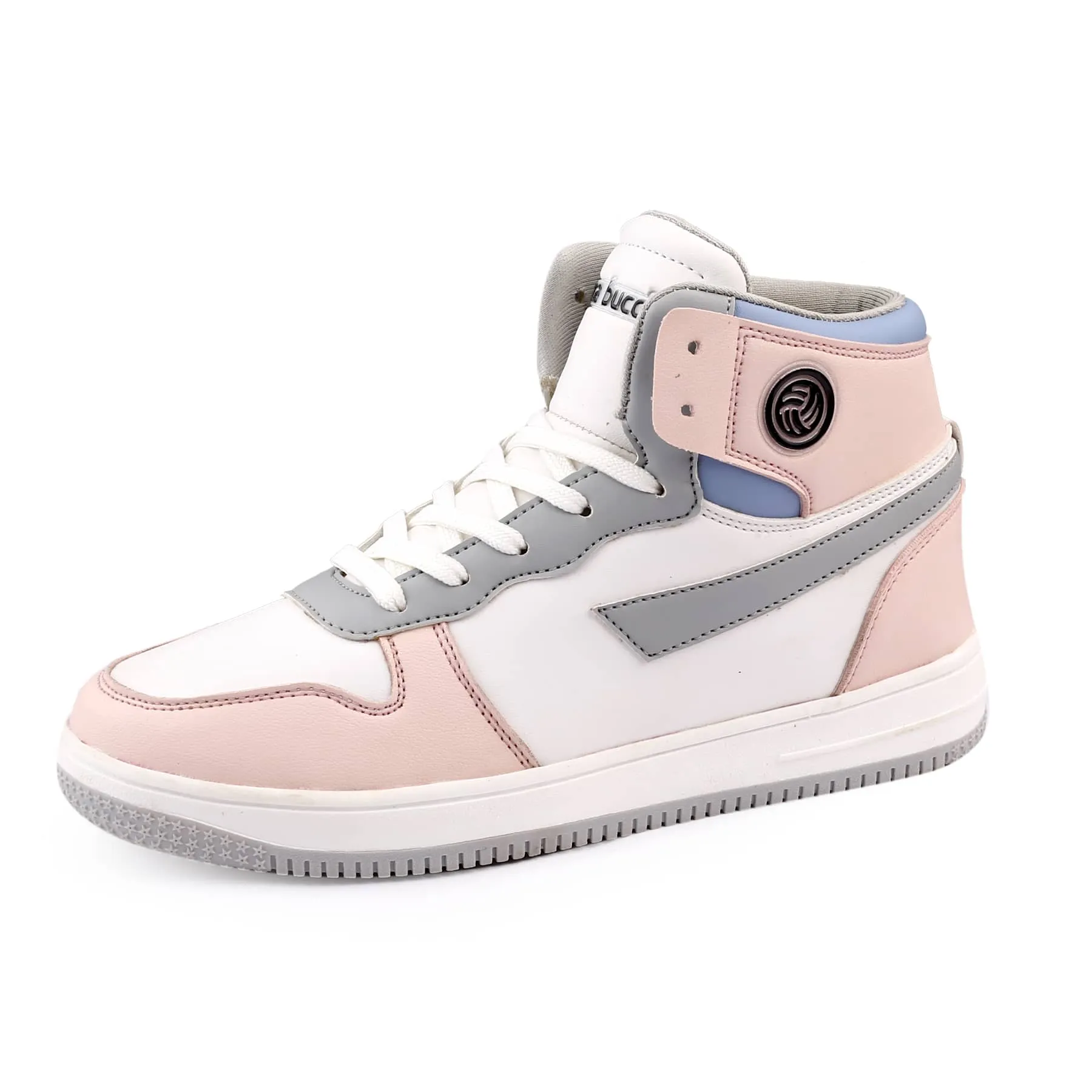 Bacca Bucci Femme High-Top Harmony SneakersElegant Pastel Blue and Pink Women's Lace-Ups Leather Slip On Sneakers