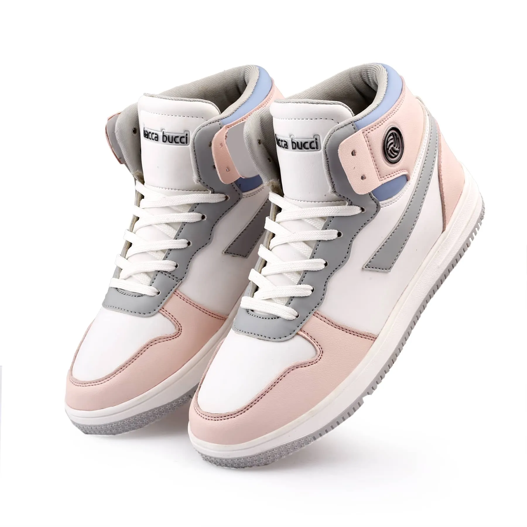 Youtube Sneakers Bacca Bucci Femme High-Top Harmony SneakersElegant Pastel Blue and Pink Women's Lace-Ups