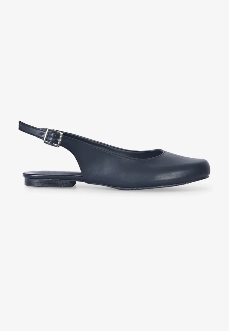 Fashion Flats Shoes Balarie Ankle Strap Ballet Flats - Black