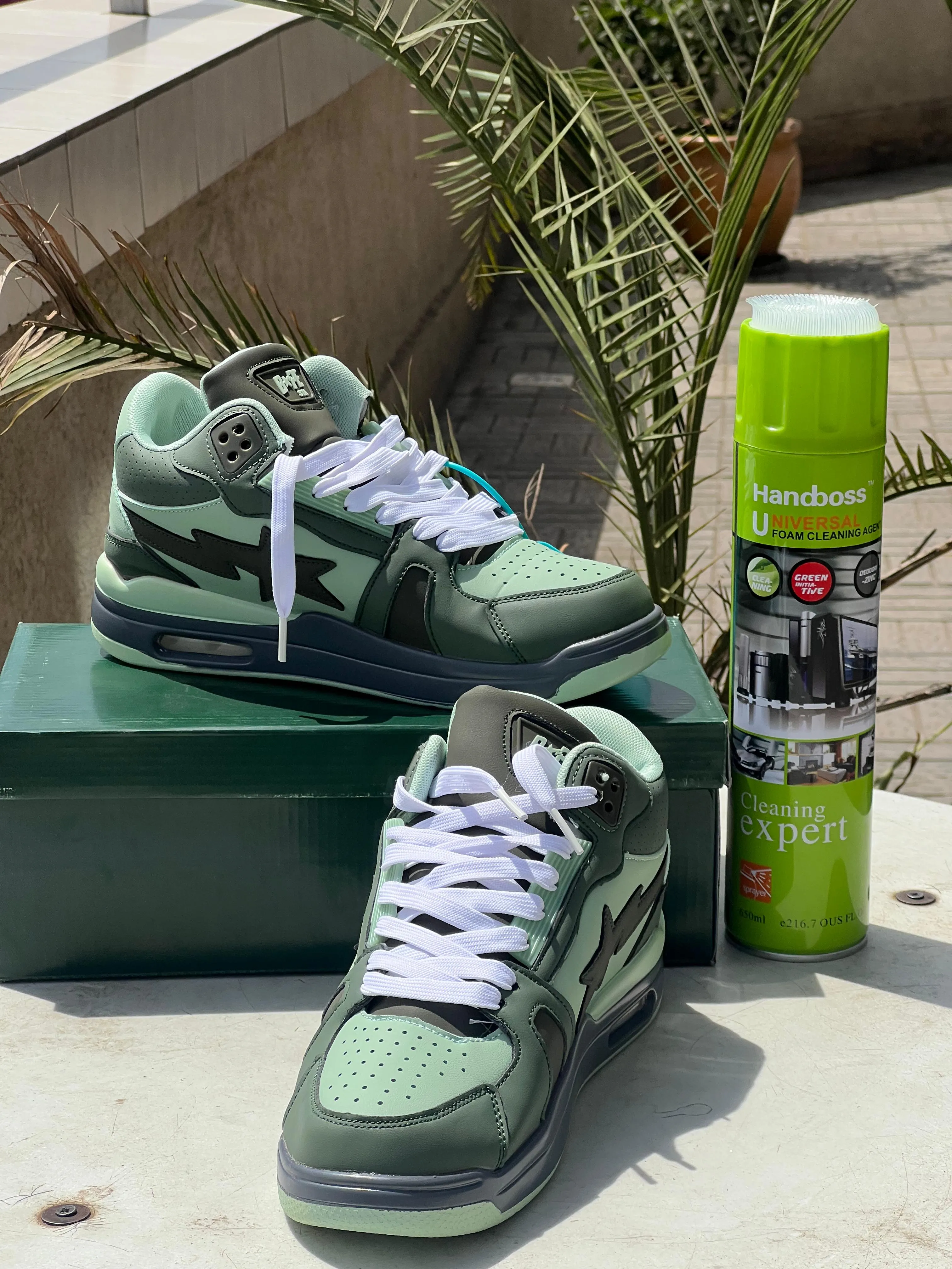Bape Star High Cut- Lime Green Spring Sneakers