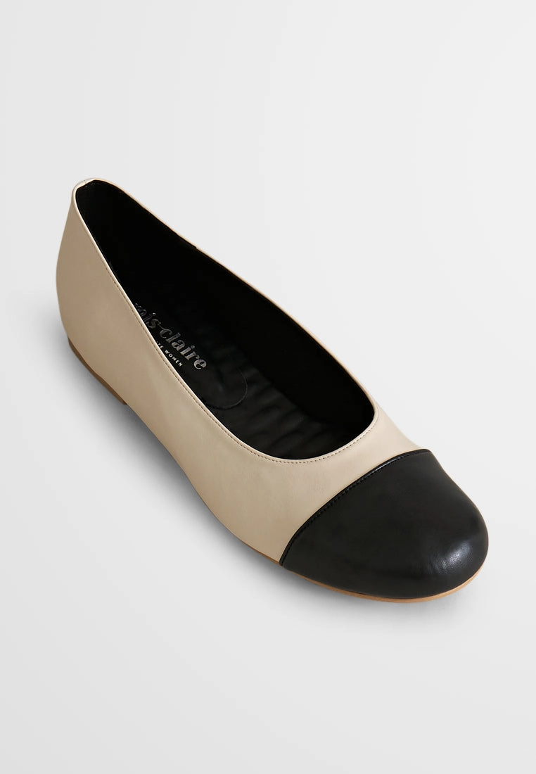 Bernardine Colour Block Ballerina Flats - Black Wedding Shoes Flats Comfortable